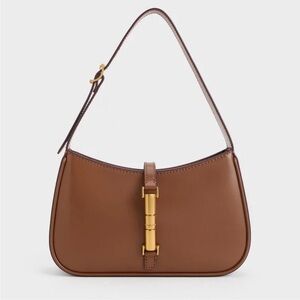 Charles & Keith Cesia Brown Leather Shoulder Bag